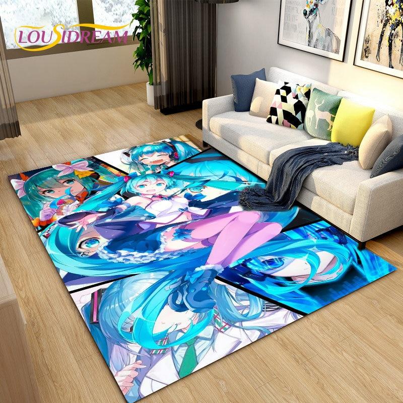 3D-Teppich mit japanischem Musik-Anime-Cartoon, Teppich für Wohnzimmer, Schlafzimmer, Sofa, Fußmatte, Dekoration, Kinder spielen, rutschfeste Bodenmatte