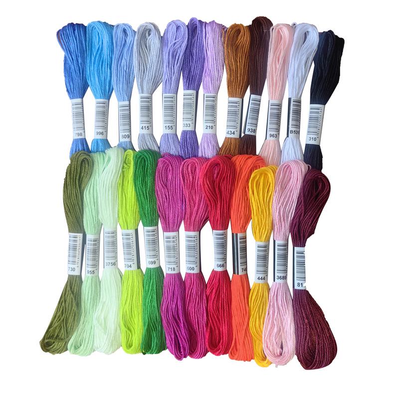 Cross-Stitch Embroidery Thread Set: 24-200 Polyester/Cotton Color Options