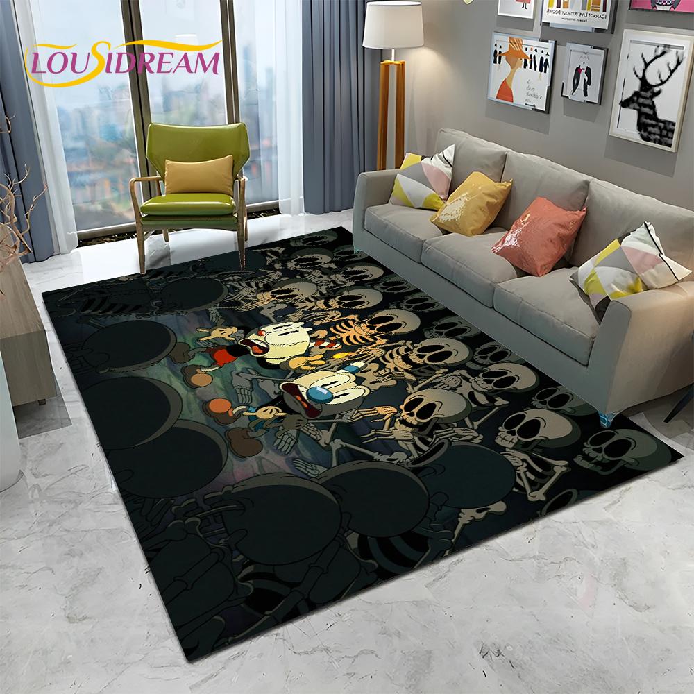 3D Cuphead Mugman Oyunu Gamer HD Halı Kilim Ev Oturma Odası Yatak Odası Kanepe Paspas Dekor, çocuk Oyun Alanı Kilim kaymaz Zemin Mat