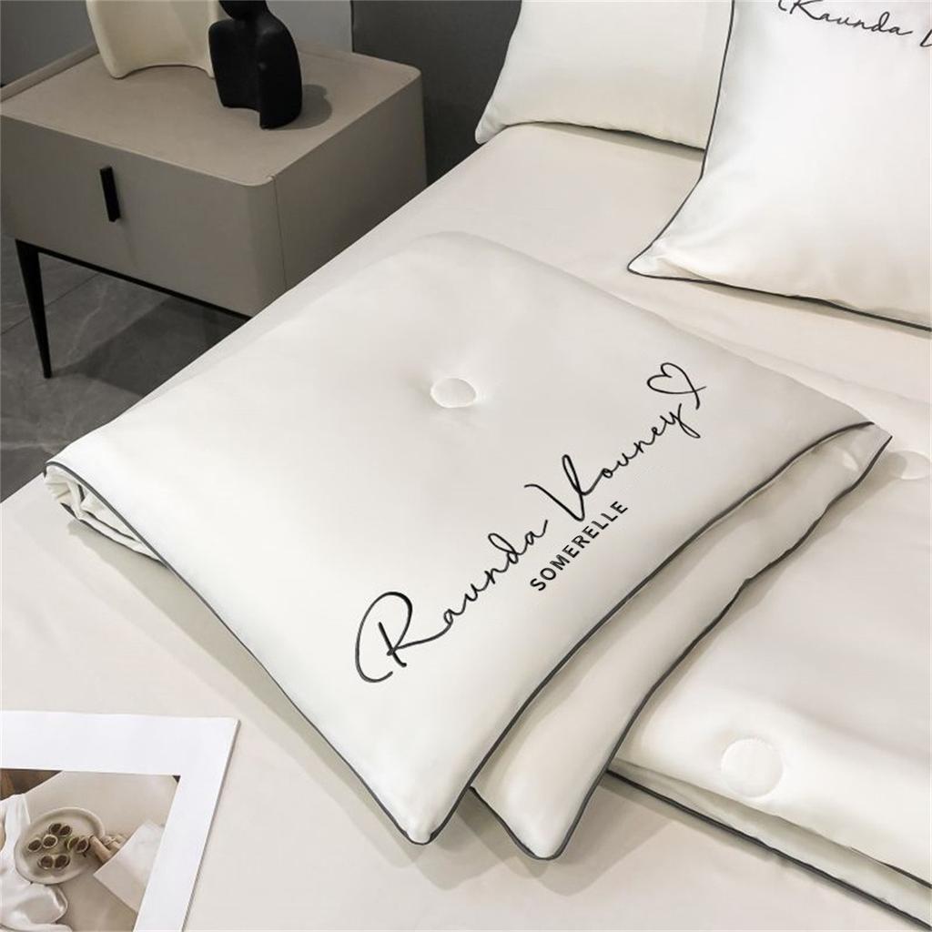 Ice silk air conditioner with three/four piece set, summer cool, machine washable, naked sleeping, summer blanket, washed in core student dormitory
