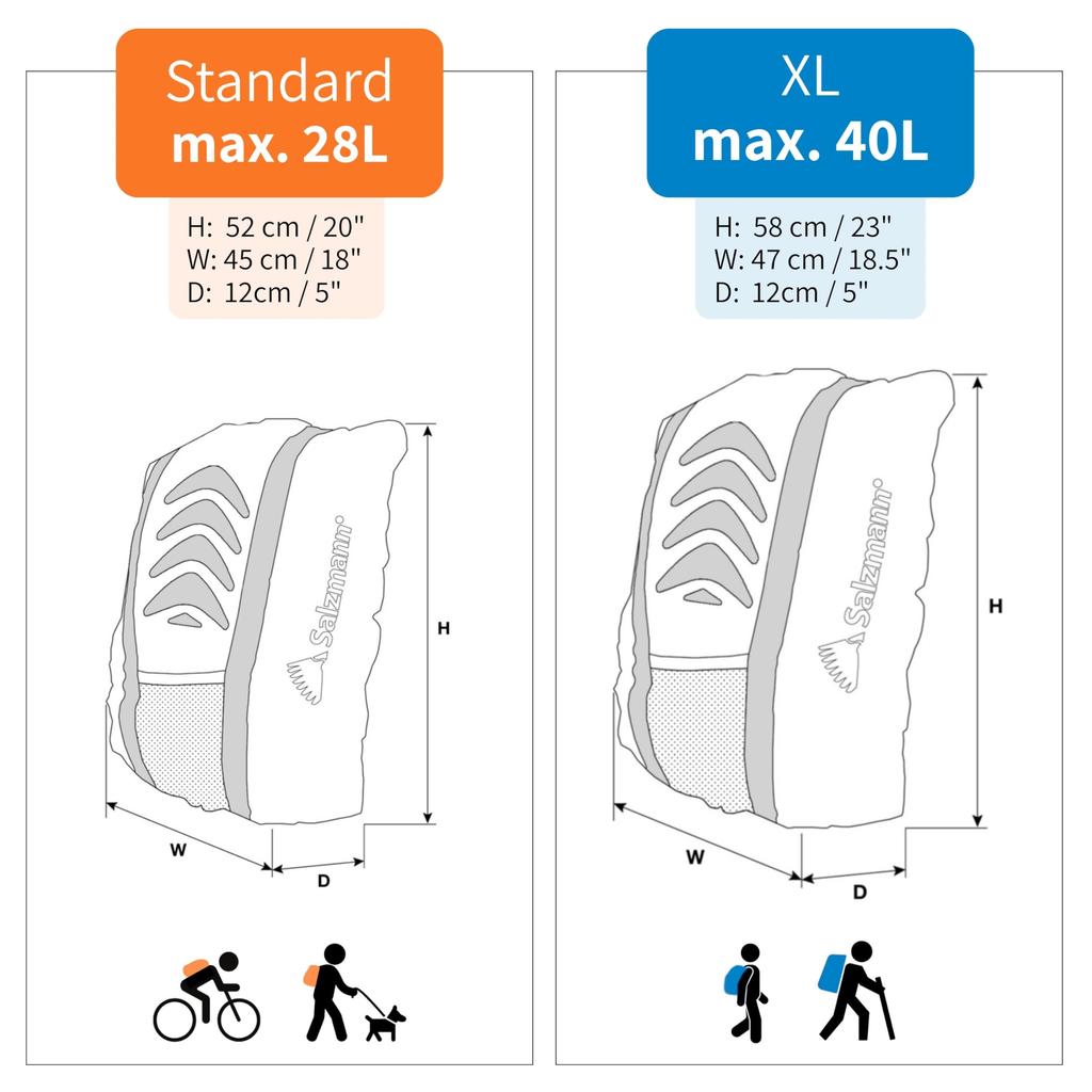 Salzmann Waterproof Backpack Cover with Reflective Backpacks Fits 3M Reflective Material 28L-40L