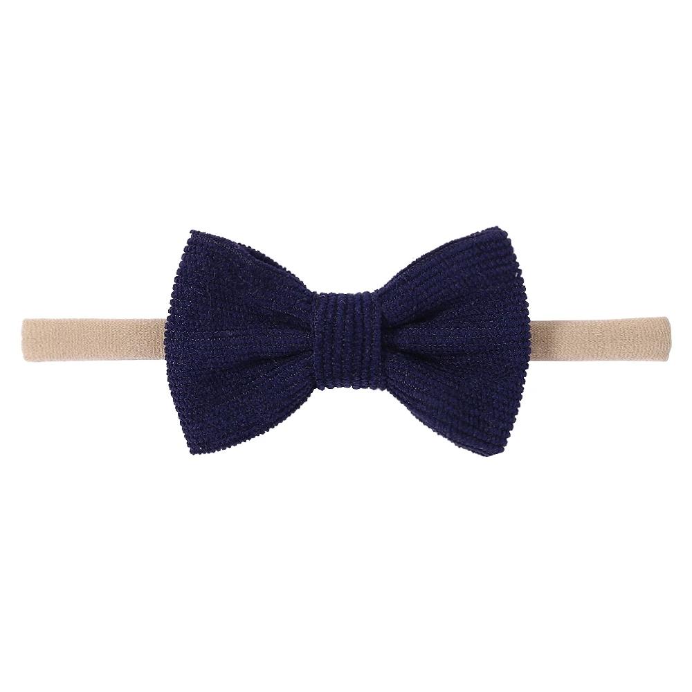 Solid Color Kids Bows Headband for Baby Girl Cute Handmade Knitted Bowknot Children Hair Ties Headwear Hair Accessory