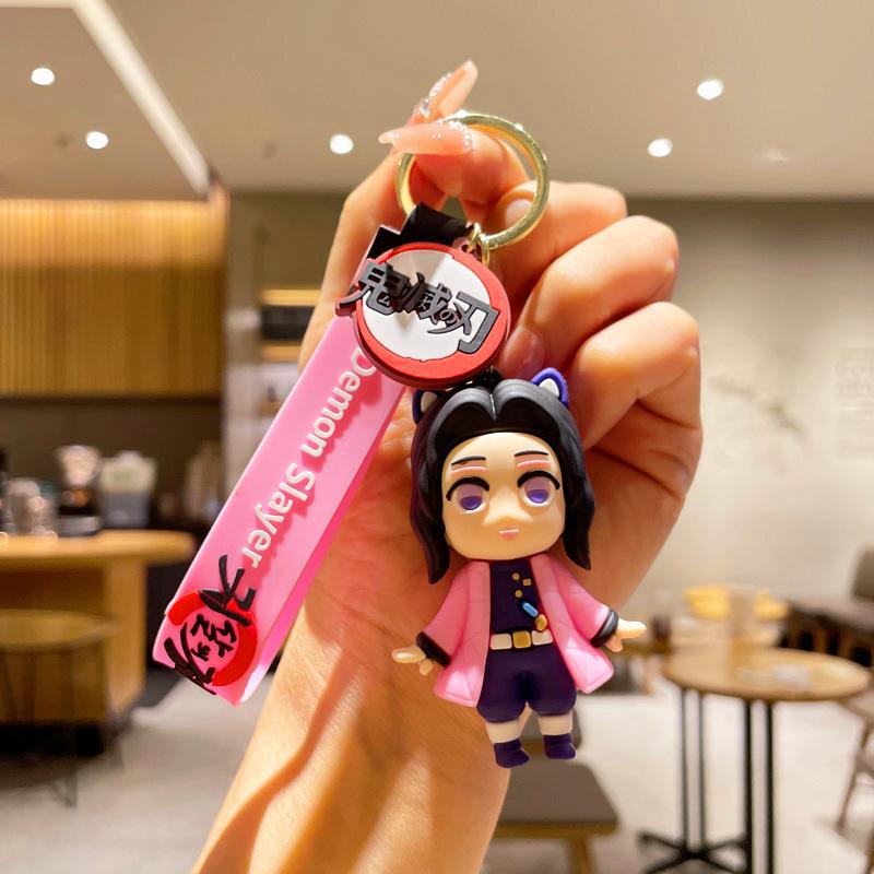 6Pcs  Animation Doll Pvc Car Keychain Cute Anime Silicone Keyring Backpack Creative Couple Pendant Children'S Present