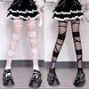 New Fashion Ultrathin Women Spicy Girl Bandage Stripe Long Sock Female Japanese Lolita Jk Sexy Summer Cross Tube White Stockings