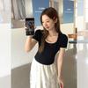 Korean Pure Desire Bow Spice Girl Lace Splicing Design Short-sleeved T-shirt Women's Summer New Slim Top