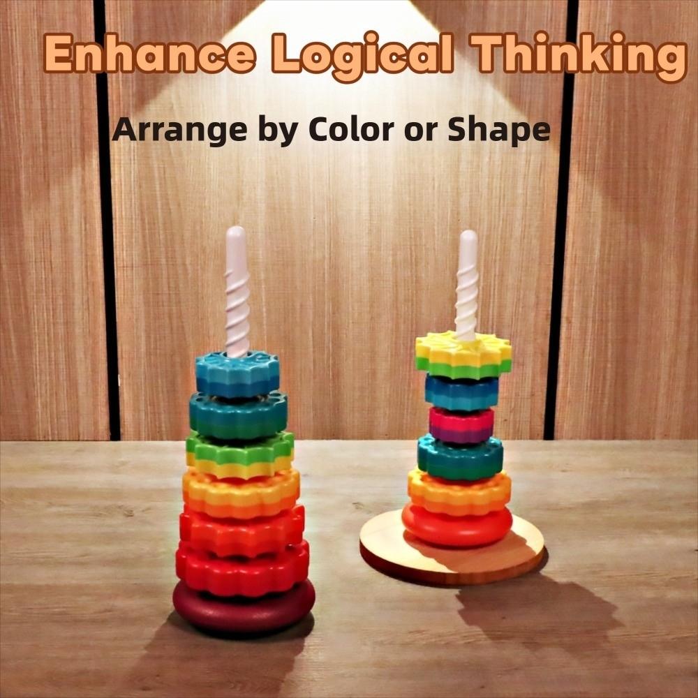 Safety Baby Stacking Puzzle Toys Spinning Colored Children's Toys Birthday Gitfs