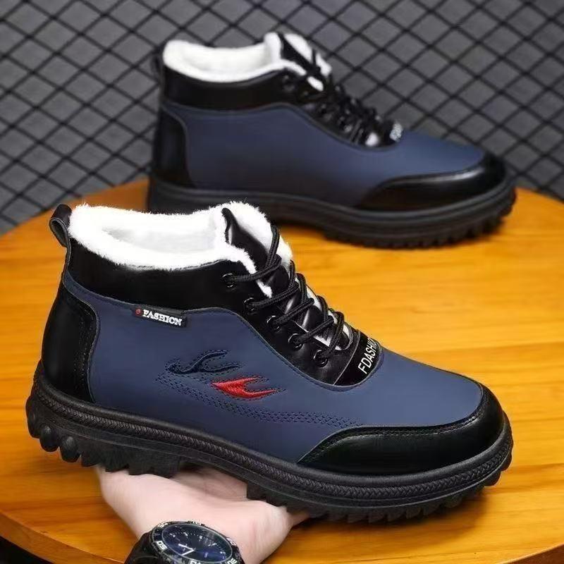 Herren Dick Gefütterte Fleece Winter Schneestiefel Kälteresistent Weiche Sohle Einfache Komfortschuhe für Ältere Lokales Lager