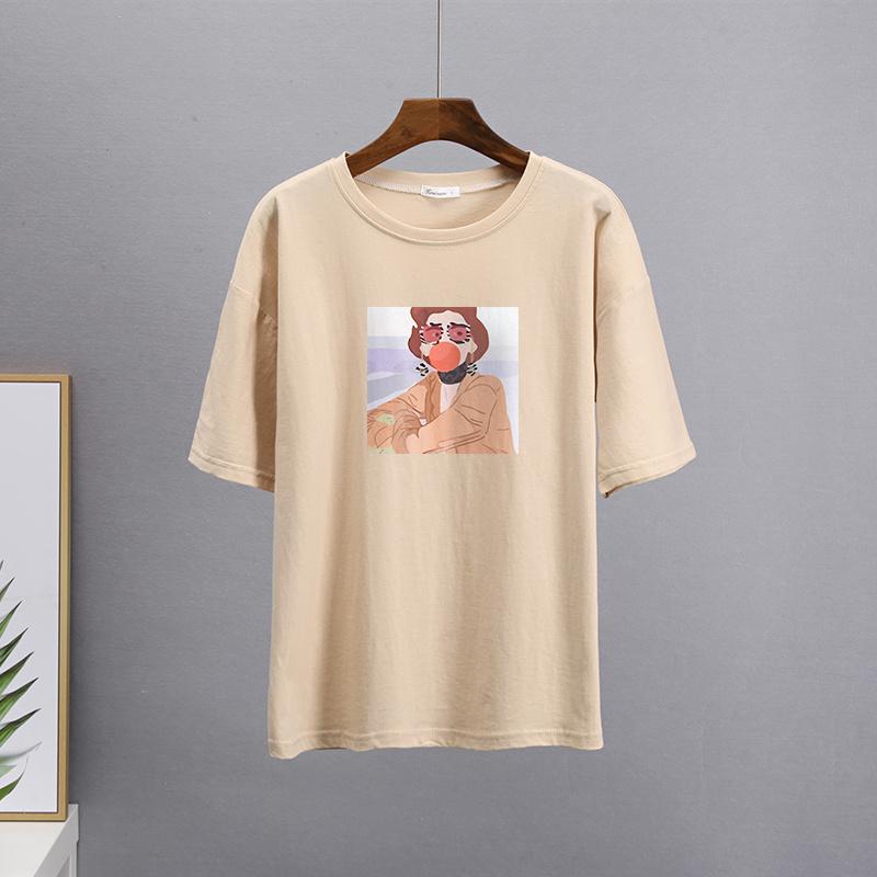 Hirsionsan Kawaii Graphic Printed T Shirts Women Summer Plus Size Harajuku Cotton Tees Oversized Casual Short Sleeves Female Top