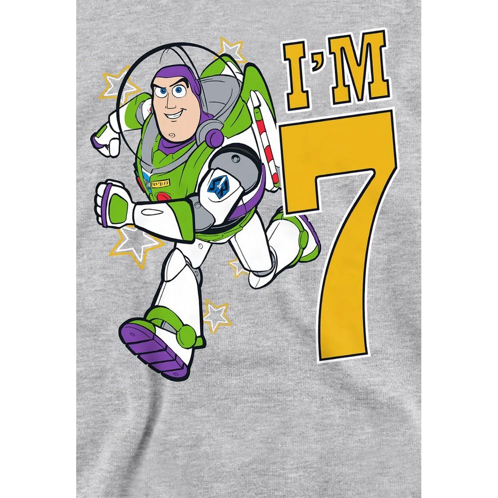 Toy Story Childrens/Kids I'm 7 Buzz Lightyear Heather Birthday Pullover Hoodie
