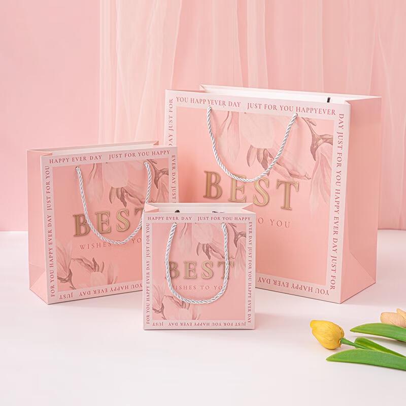 HANDUNYOU Vintage Red Floral Gift Paper Bags