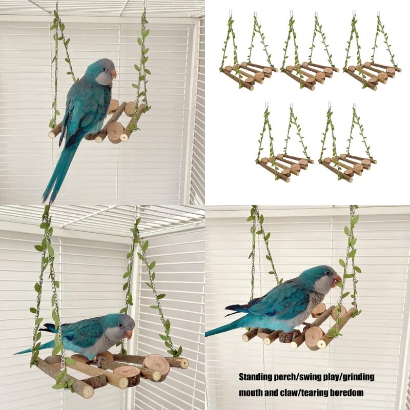 5pcs Parrots Climbing Playgrounds Engaging Birds Playset Wood Perches Gym Ladder for Exercise and Fun
