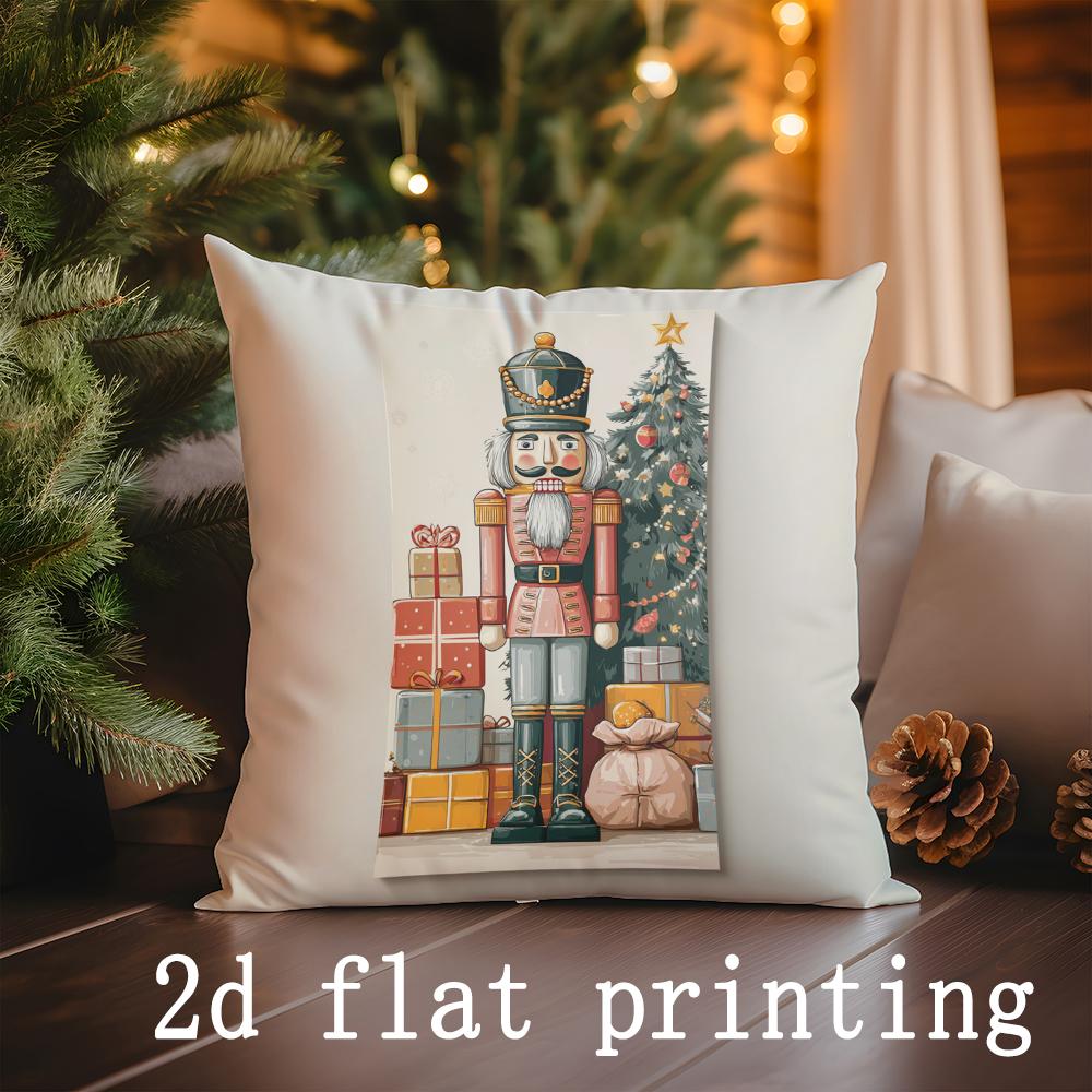 Домашний декор Рождественские наволочки с узором из праздничных сцен Наволочка для подушки Подходит для дивана, спальни, автомобиля 40x40cm