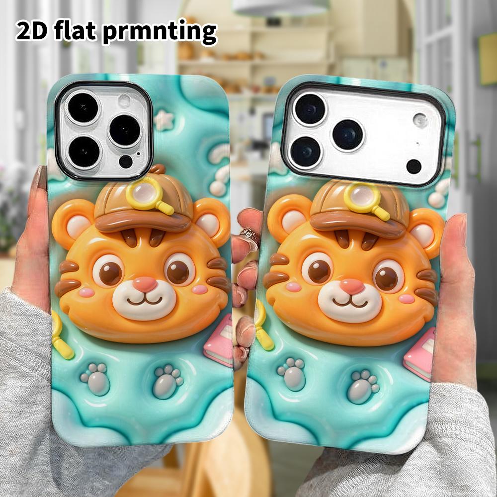 Phone Case: 2D flat design suitable for iPhone 18 17 16 15 14 13 Pro protective case, Detective Little Tiger, perfect Christmas and Halloween holiday
