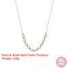 Effie Queen High Quality 925 Silver 14k Gold Round Pearl Choker Necklace Natural Jewelry for Women Wedding Party Banquet GPN23