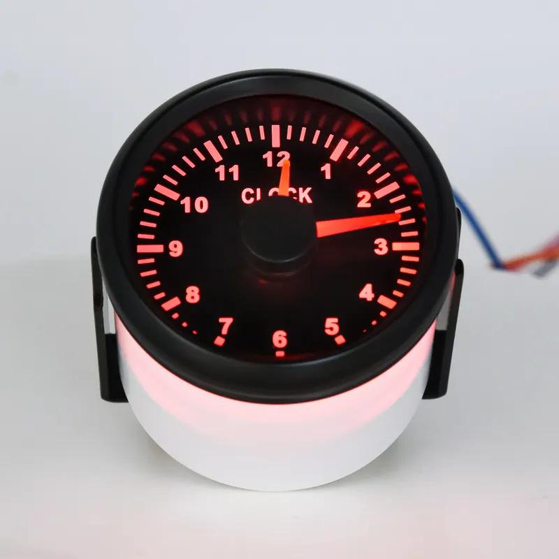 52mm Clock Gauge with Red Backlight 0-12 Hours trument 2inch Hour Meters for Car Boat Yacht Show Clock Meters 9-32V Universal