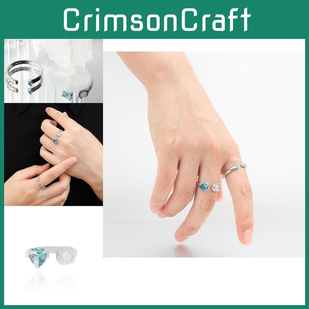 Stylish Blue Heart Shaped Zircon Ring For Women Adjustable Copper Fashion Jewelry