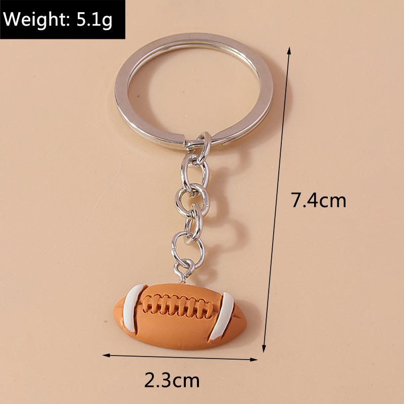 Cute Resin Simulated Sports Ball Keychain Football Rugby Key Ring Pendant for Women Girls Handbag Decor DIY Jewelry Gift