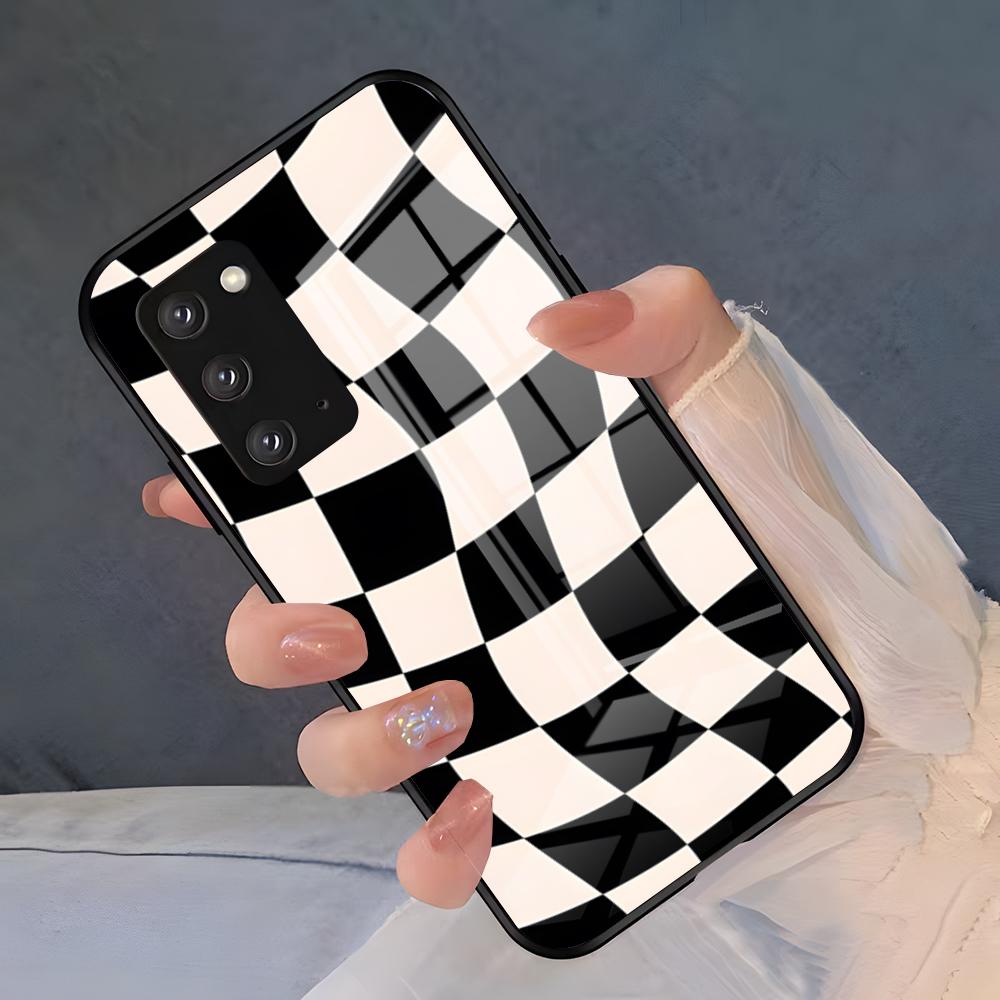 C-förmiges Schachbrettmuster – Stoßfeste Glasabdeckung für Samsung A25, A13, A33 5G, A54, A36, A35, A56, A52, A14