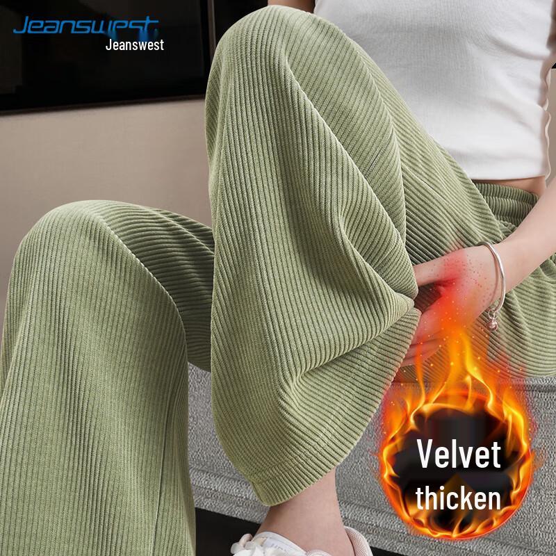 JEANSWEST Women's Chenille High-Waist Wide-Leg Pants