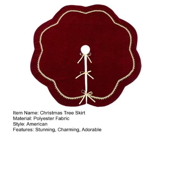 Sukně pod vánoční stromek Sametová chlupatá mušlová sukně pod stromek se zlatou krajkovou lemovkou pro rustikální vánoční svátky Domácí vnitřní party dekorace