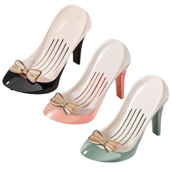 1/2Pcs Soap Box with Convenient Suction Cup High Heels Design Self-Draining Soap Dish Plastic Soap Holder Multi-Functional Organizer