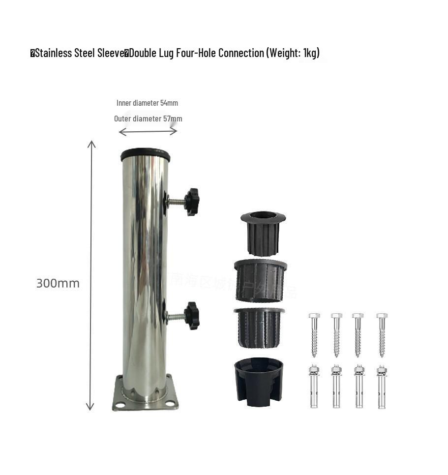 Outdoor Umbrella Base: Sunshade Ground Insert, Marble Fixer, Carbon Steel & Stainless Steel Tube