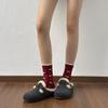 26 Year Of The Horse Red Socks Women'S Autumn And Winter New Japanese Bow Lace Cotton Socks Birthday New Year Red Stacking Socks
