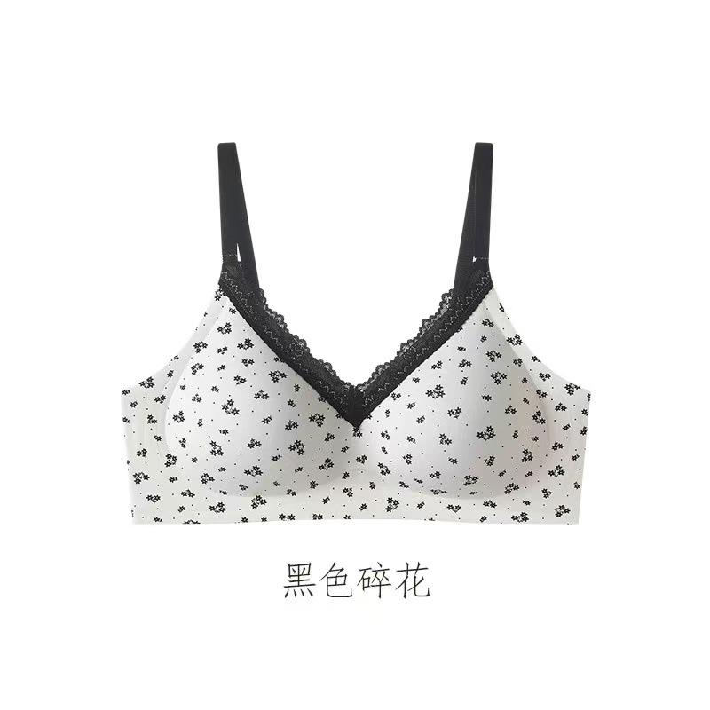 Small Broken Flowers, Less Nudity, No Traces, Gathered Jelly Glue Soft Support, Beautiful Back, No Steel Ring Bra Bra