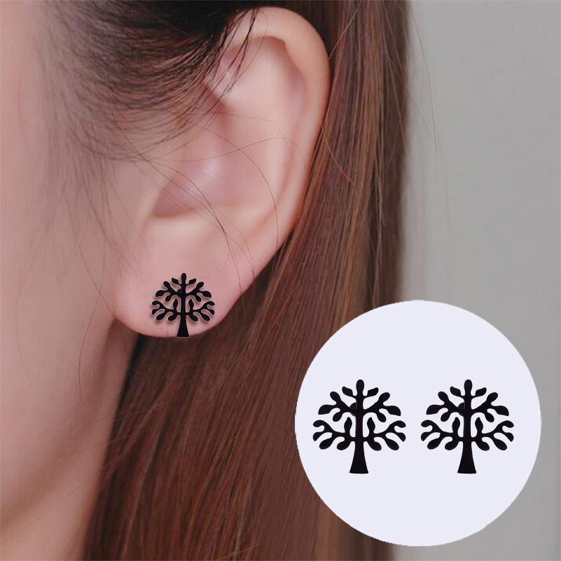 SMJEL Summer Cherry Earrings Ladies Stainless Steel Fruit Stud Earrings Small Watermelon Apple Pineapple Unique Zircon Gift