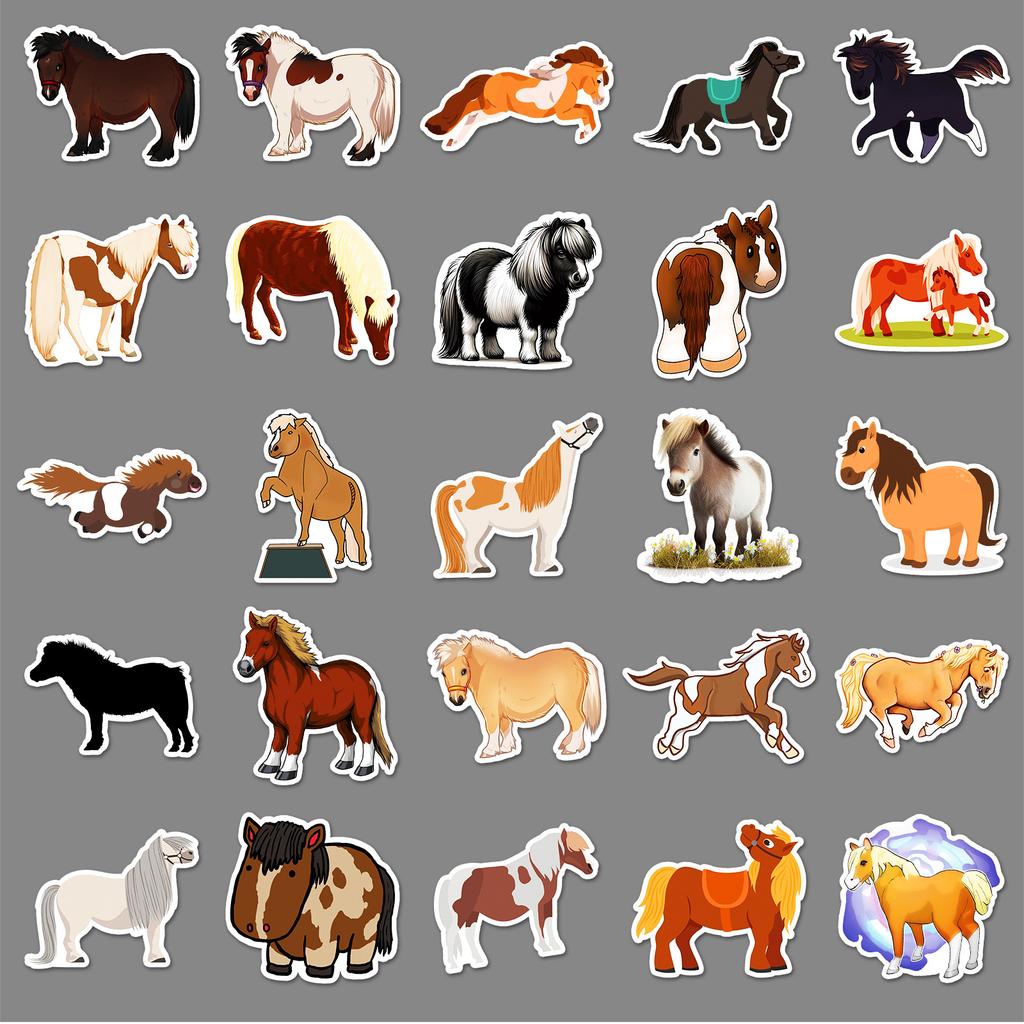 50 Cartoon Ponies Personalized Cute Animal Creative Decoration Water Cup Computer Mobile Phone Case Waterproof Stickers
