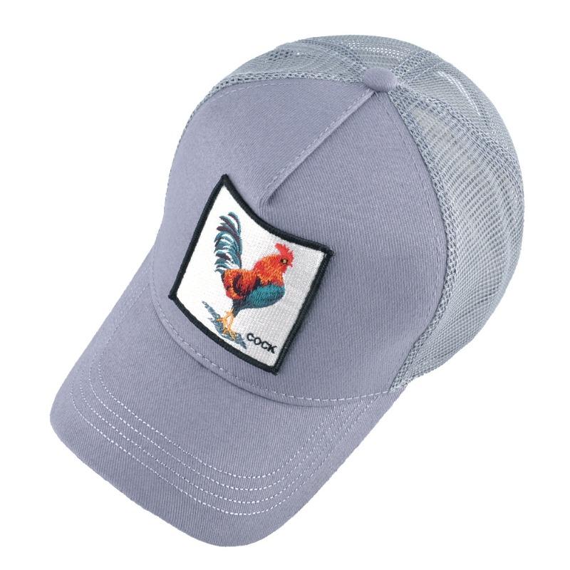 Vintage Pure Cotton Embroidered Animal Baseball Cap, Mesh Cap, Duckbill Cap, Truck Driver Hat, Chicken