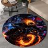 1 Stück Ghost-Rider in Flammen Runder Teppich, Rutschfeste Stuhlunterlage, Heimdekoration, Kreis-Teppich Perfekt für Büro, Schlafzimmer, Wohnzimmer, Weihnachtsgeschenk