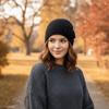 Solid Color Knitted Woolen Hat Elastic Flower Beanie Hat Sweet Winter Warm Hat  Women
