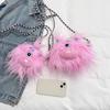 Women cute long hair little monster creative girl crossbody bag long braid funny doll shoulder bag girl