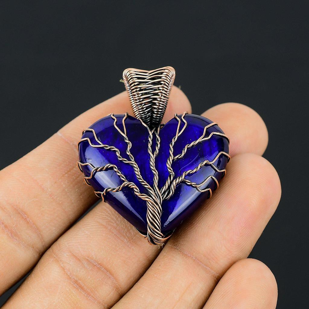 Strom života Modrý záblesk Labradorit Drahokam Měděný drátovaný Ručně vyráběný Přívěsek Šperk Pro Ni