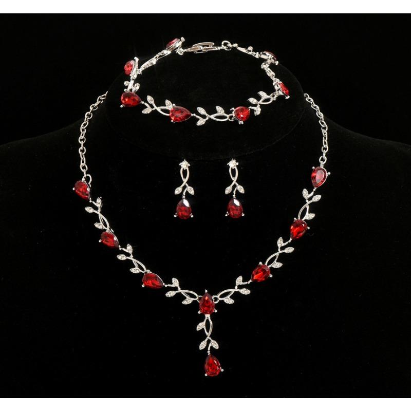 Set of Bridal Crystal Accessories - Necklace, Earrings. Two-piece Wedding Dress. Women's Style.