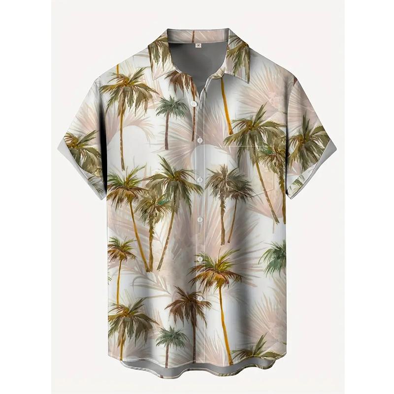 Travel Men Hawaiian Shirt 3d Plant Shirt For Men Palm Tree Print Hawaiian Shirts 2025 Summer Beach Flower Shirt