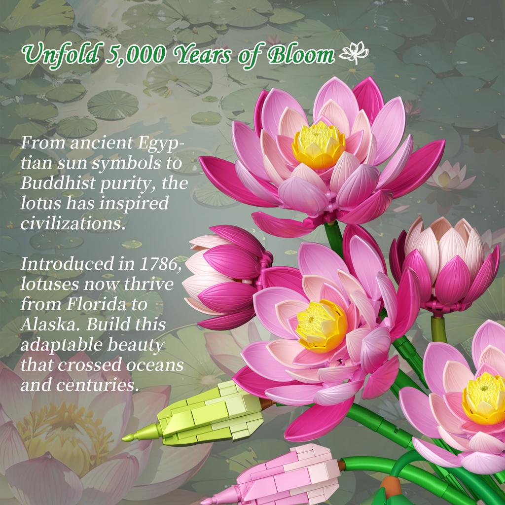 710PCS Lotus Flower with Vase Building Blocks Creative Bouquet Model Bricks Desktop Decoration Diy Toys For Kids Holiday Gifts