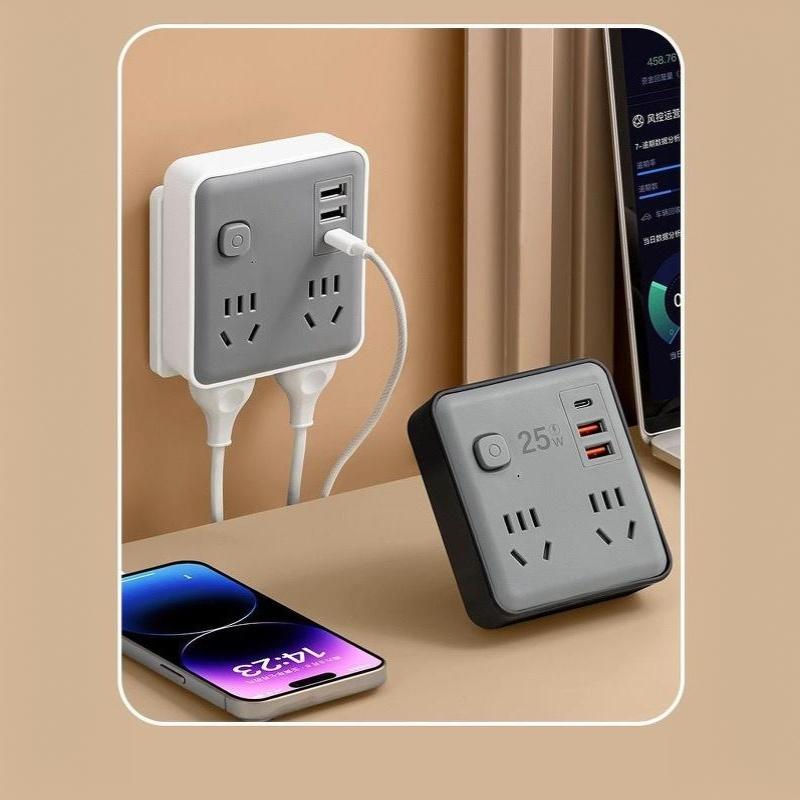 25W Fast Charge Wall Power Socket Stable Output USB C USB A Multi Port Outlet for Office Travel Dorm