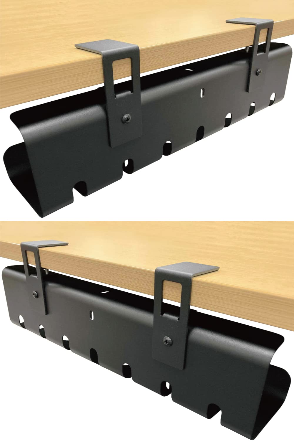 

Under desk cable storage tray set of 2 black drilling Height 10cm when Depth Thickness Cable rack office wiring organization cable holder cord storage