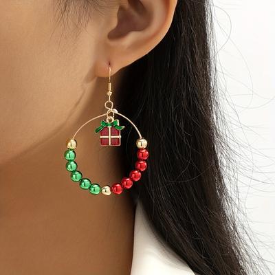 Cartoon Christmas Earrings Creative Dripping Crystal Santa Bells Gift Earrings Girl