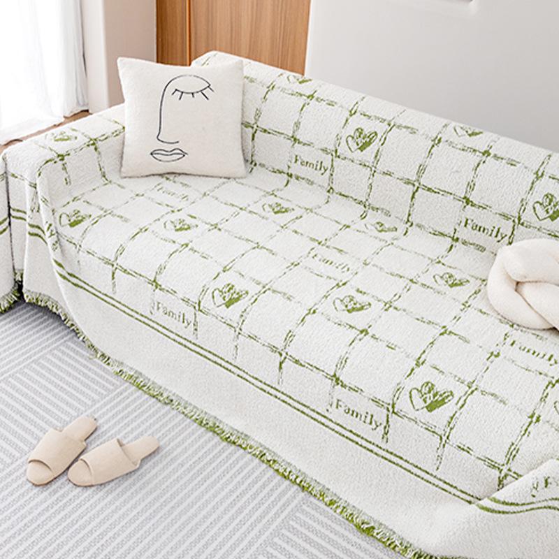 Plush Yarn Sofa Towel All-Inclusive Sofa Cover Dust Cover Living Room Straight Row Sofa One Piece Cover Cloth Anti-Scratching
