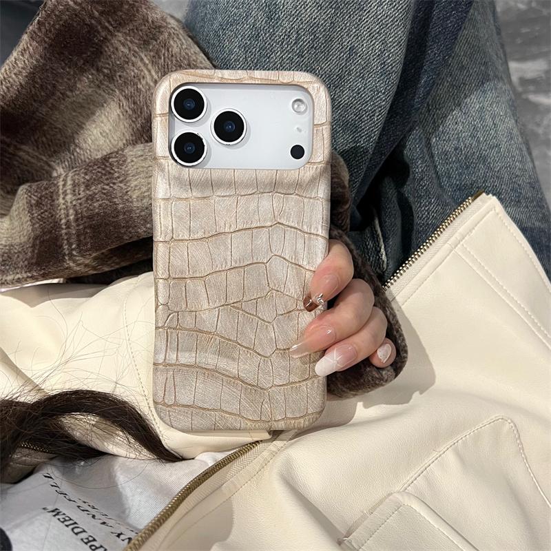 

Retro Imitation Crocodile Leather Pattern Phone Case For Apple iPhone 17 16 15 14 13 Pro Max Shockproof Proteciton Cover Coque iPhone17 Pro