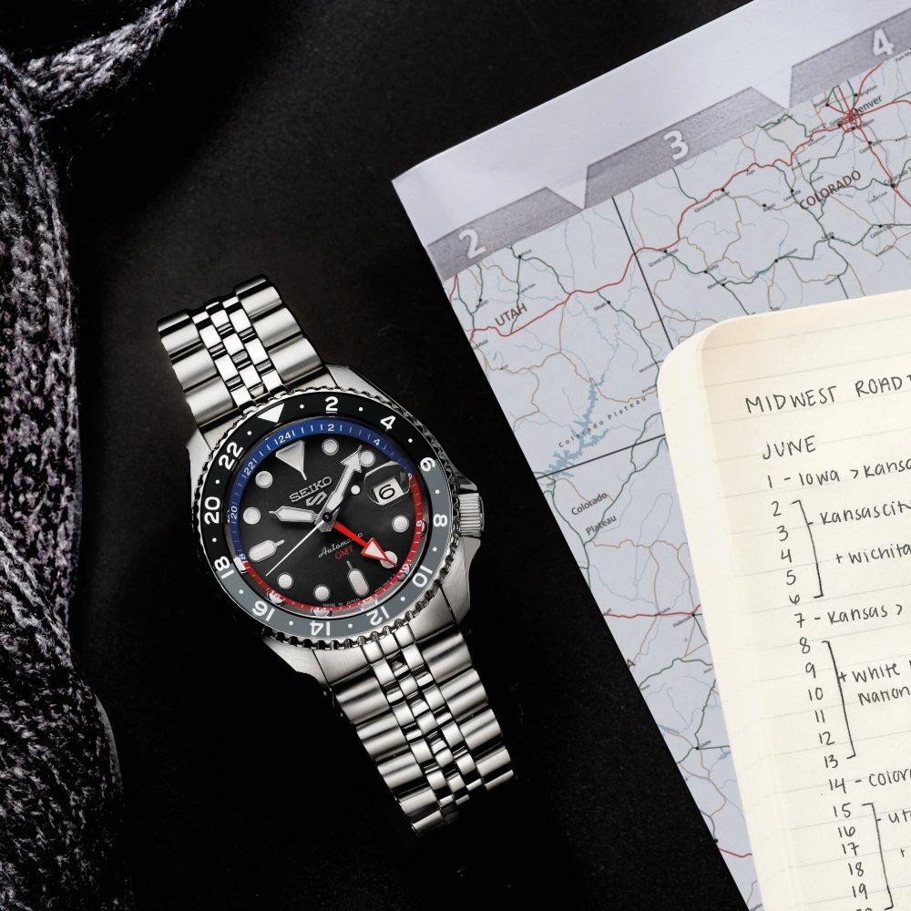 Seiko 5 Sports SSK019K1 Herren-Automatikuhr mit anthrazitfarbenem Zifferblatt