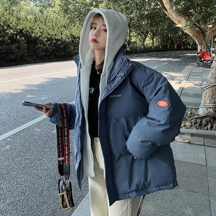 Winter Jacket Women Overcoat Thick Down Cotton Padded Short Parkas Fake Two-piece Oversize Casual Hooded Bubble Coat Female