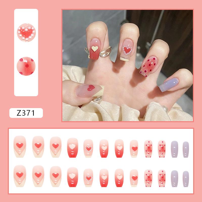 Drill Wearing Nail 24 Pack Combination Nail Art Finished Product Wearing Nail Sticker Three-Dimensional Relief Nail Art