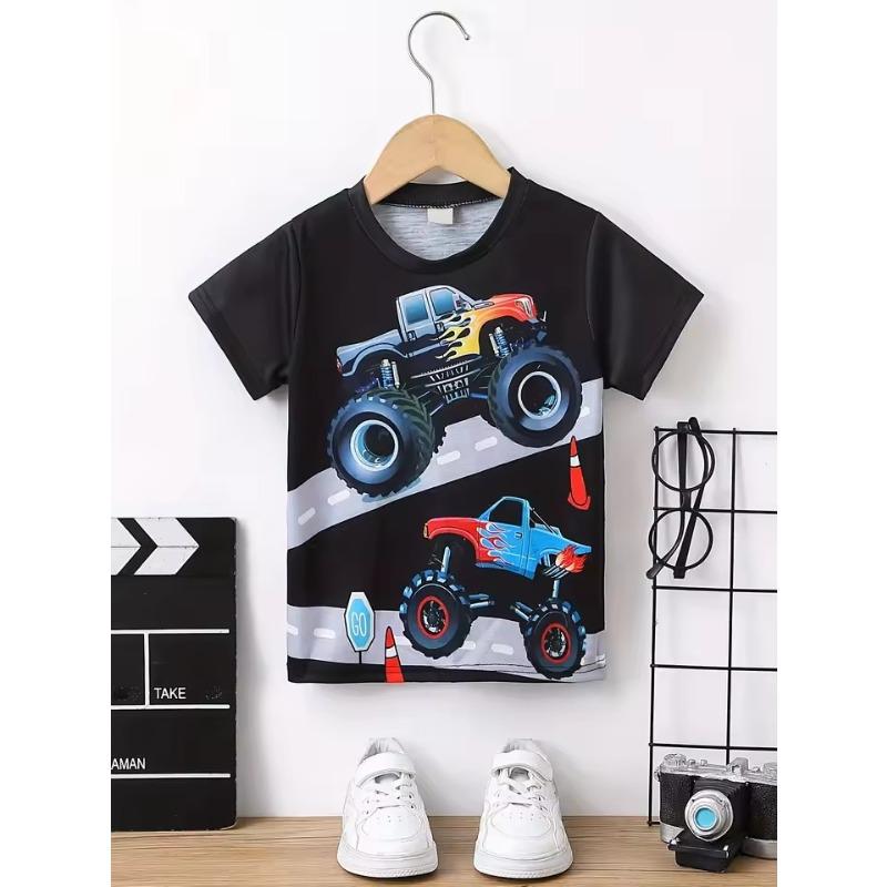 Children's Clothing Boys Tshirt Short Sleeve Girl T-Shirt 3D Cartoon Truck Print Kids Summer Clothes Children's Boy's Clothing