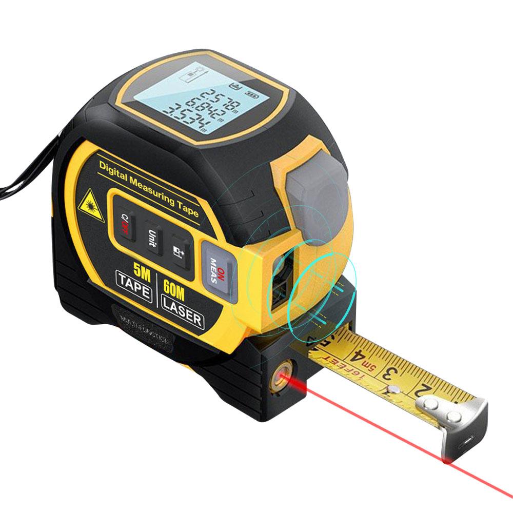3 IN 1 40m/60m Laser Distance Meter Rangefinder Laser Measure Distance Meter Surveying Equipment Tape Measur Retractable Tape