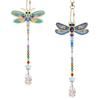 1 Juego de nuevo kit de colgante de pintura de diamante, libélula, lobo, sol, mariposa, pájaros, abejas, arte, carillón de viento, colgante, decoración del jardín del hogar, 5 estilos