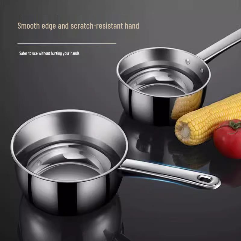 Louche à eau à manche court en acier inoxydable - Louche de cuisine à fond plat de qualité alimentaire pour soupe et aliments